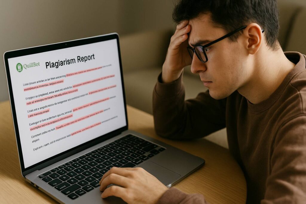 plagiarism Quillbot dengan highlight merah pada beberapa kalimat